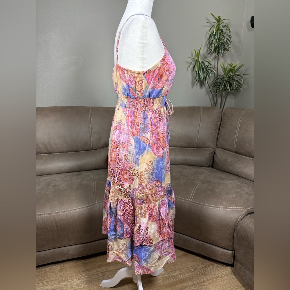 NWT Chaudry KC Anthropologie Leopard Paisley Watercolor Dress Sz M Spring Summer - Picture 7 of 16